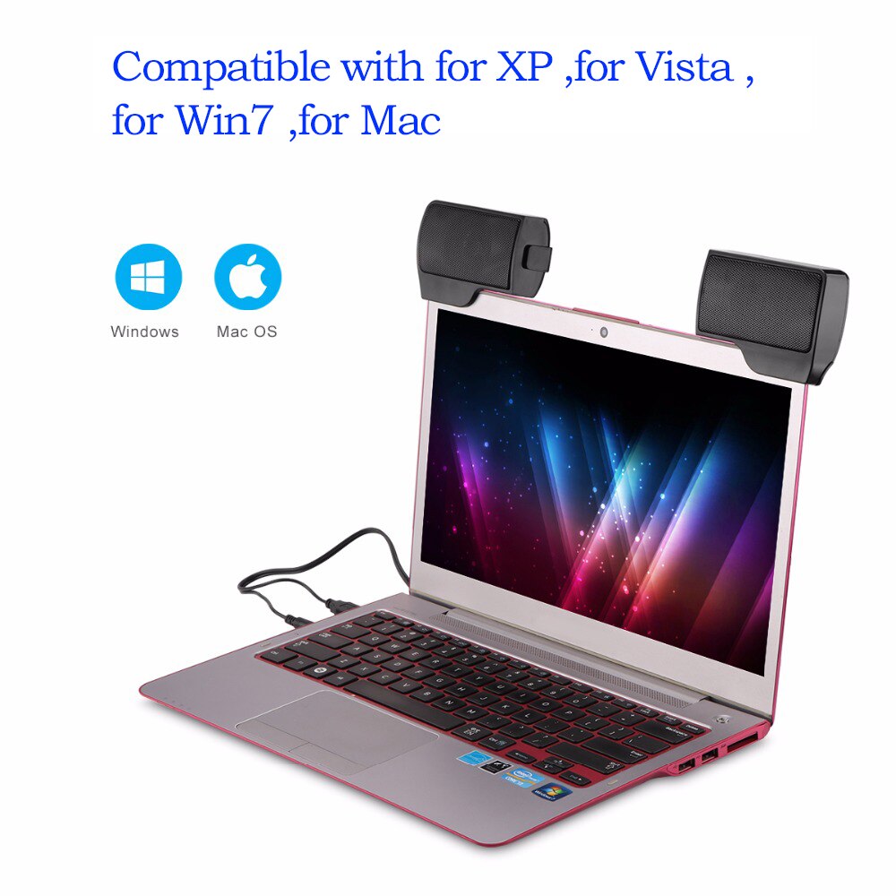 Foornorm 1 Paar Mini Draagbare Clipon USB Stereo Luidsprekers Lijn Controller Computer Controller Soundbar Voor Laptop