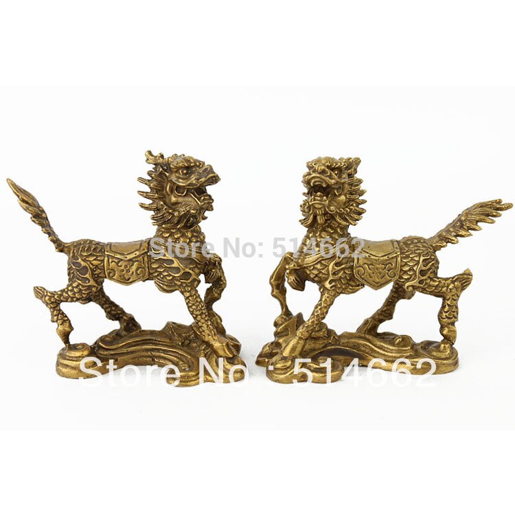 3 Inch Messing Feng Shui Paar TENGYUN CHILIN/chi lin M1186