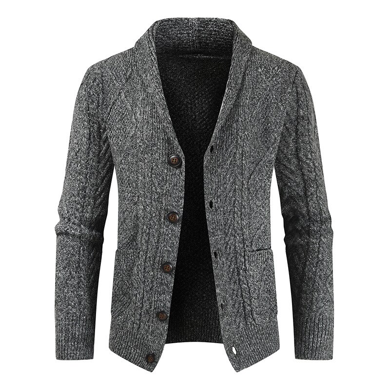 MOOWNUC – Cardigan à manches longues pour Homme, chandail à la , vêtements intelligents et décontractés, coupe cintrée, couleur unie, printemps: Dark Grey / XXXL