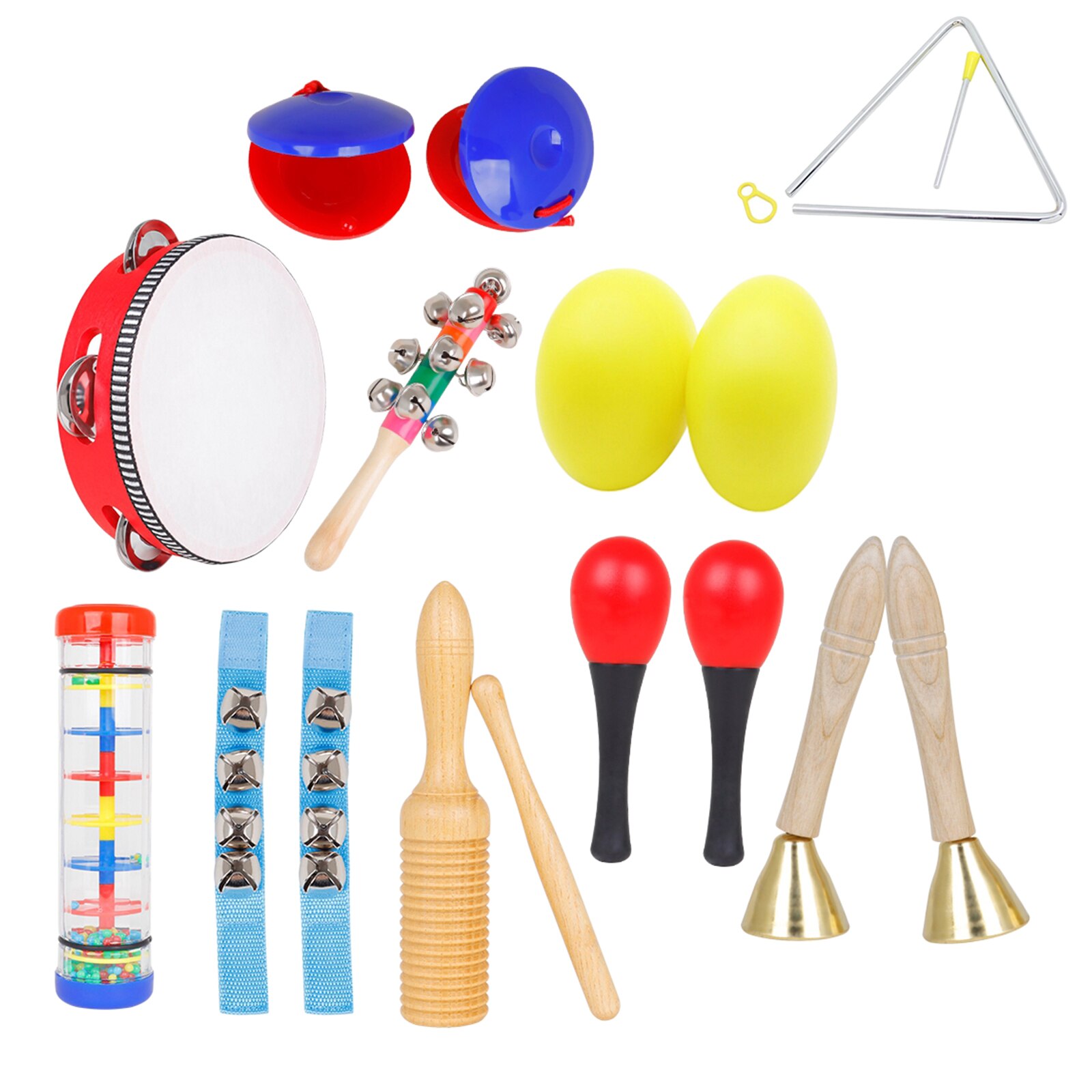 Conjunto de instrumentos musicales para niños, juguetes de preescolar con pandereta, Maracas, de vacaciones, 10 Uds.