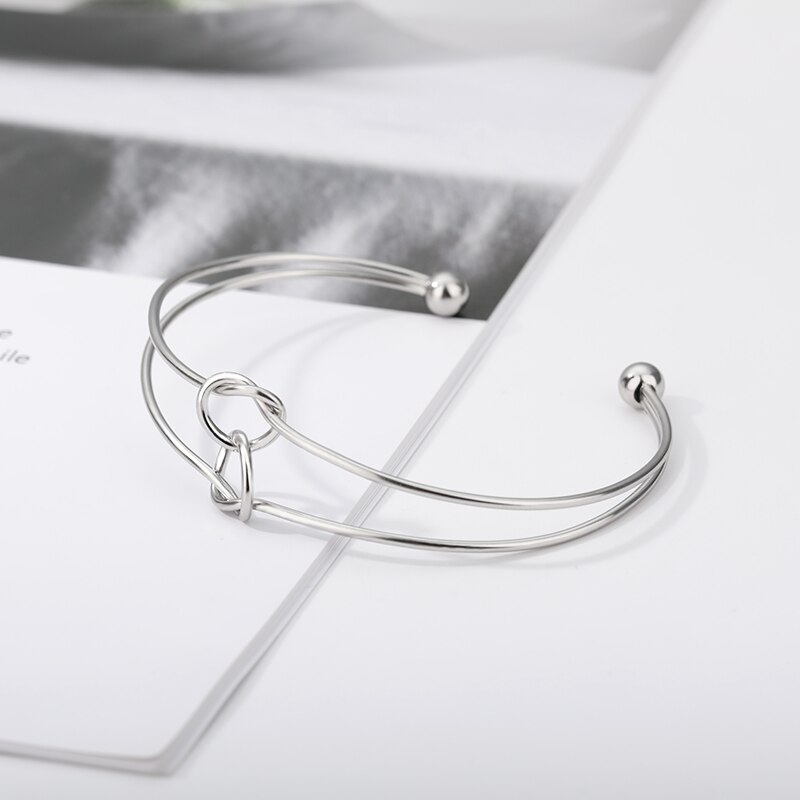 Women's Double Heart Bracelets Open Bangles Dainty Jewelry Stainless Steel Couple Bracelet Femme Best Friend