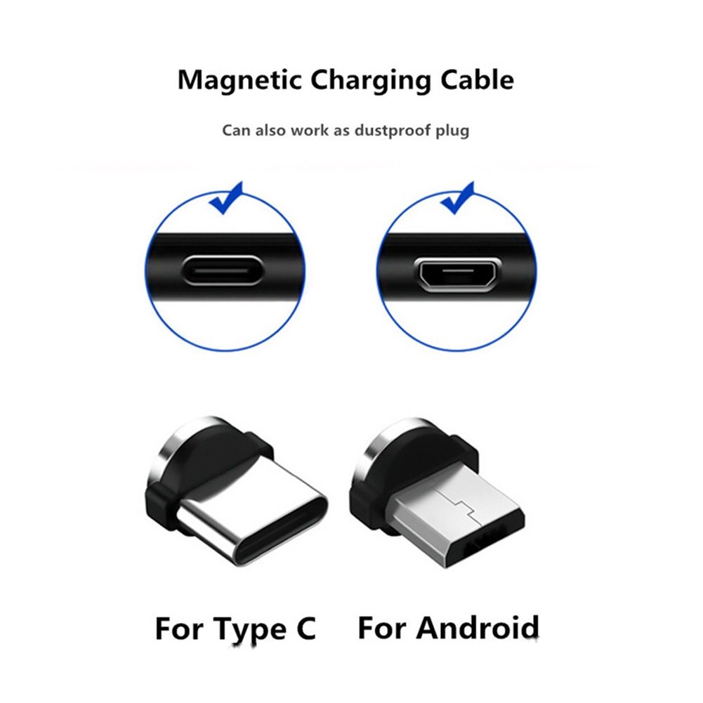 5 Teile/satz Ladekabel Adapter Micro-USB/Typ-C 360 Grad Rotation Magnet Tipps #734