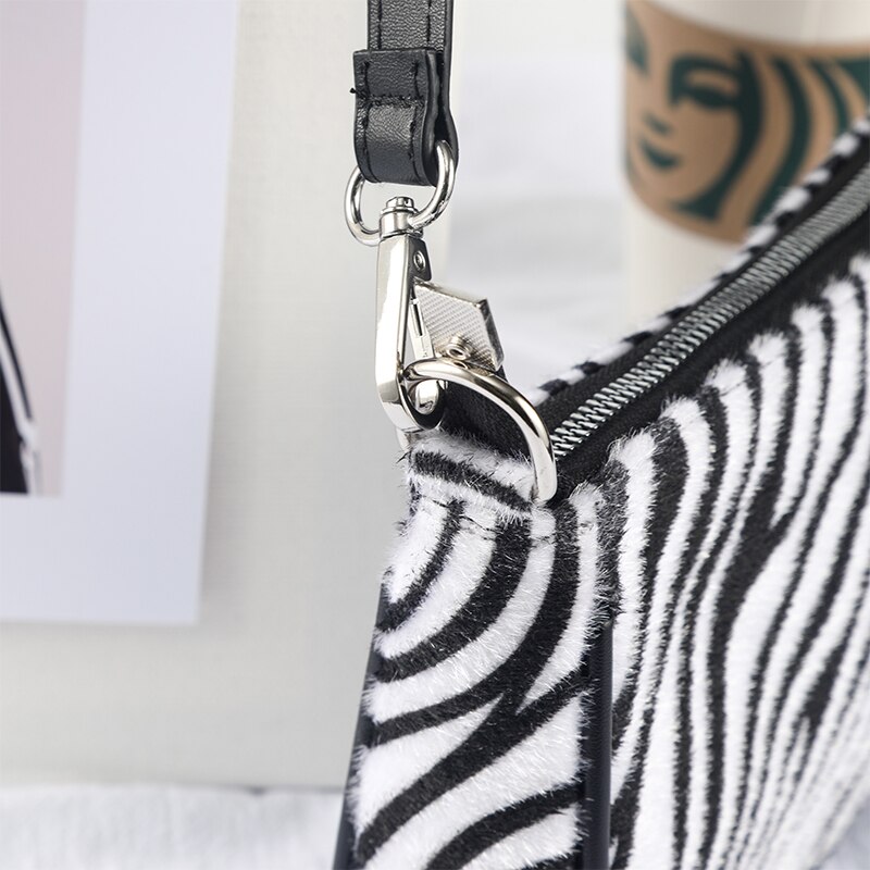 Cow zebra pattern bag chain baguette women shoulder crossbody bag handbags and pung