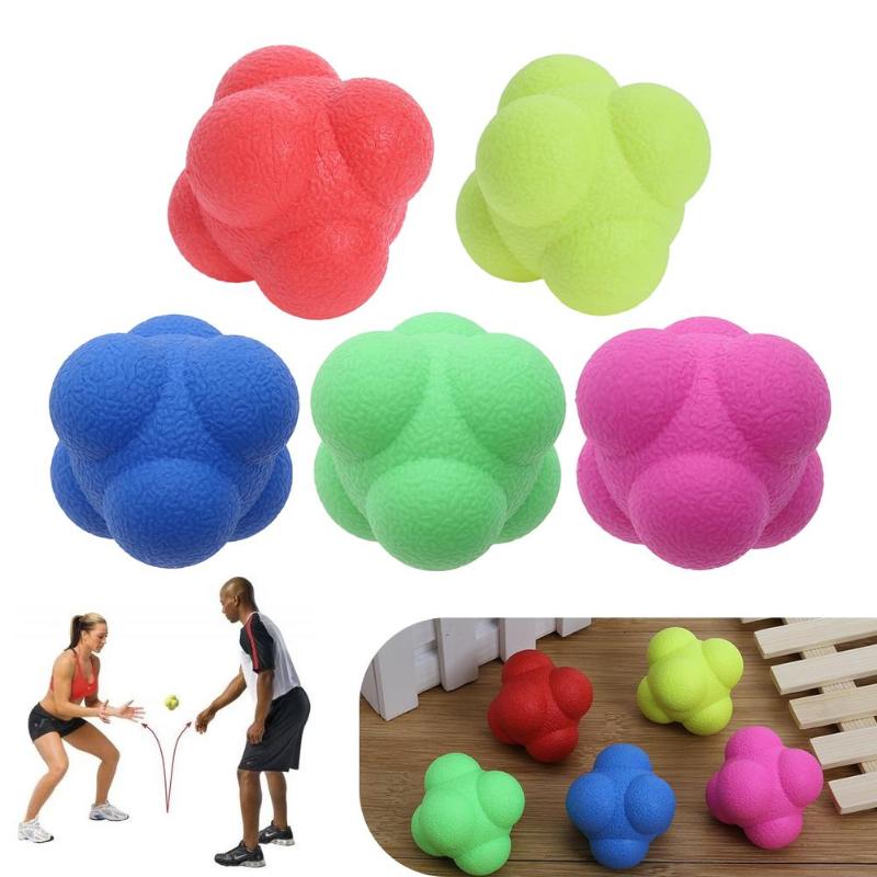 Flerfärgad förbättra smidigheten sexkantig reaktion boll silikon smidighet koordination reflex träning sport fitness träning boll