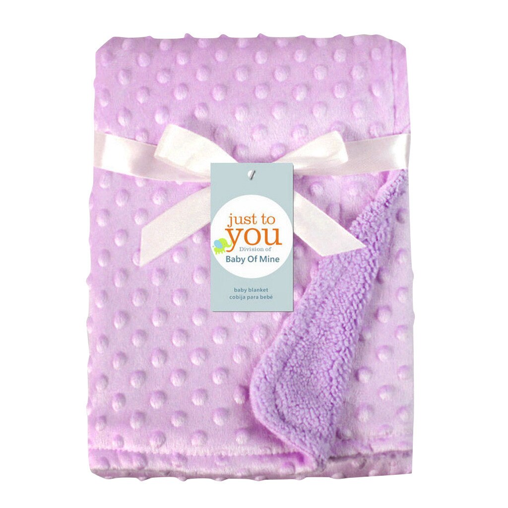 Nyfødt baby tæppe og indpakning termisk blødt fleece tæppe sengetøj dyne klapvogn søvnovertræk spædbarn indpakning barn badehåndklæde: Lilla