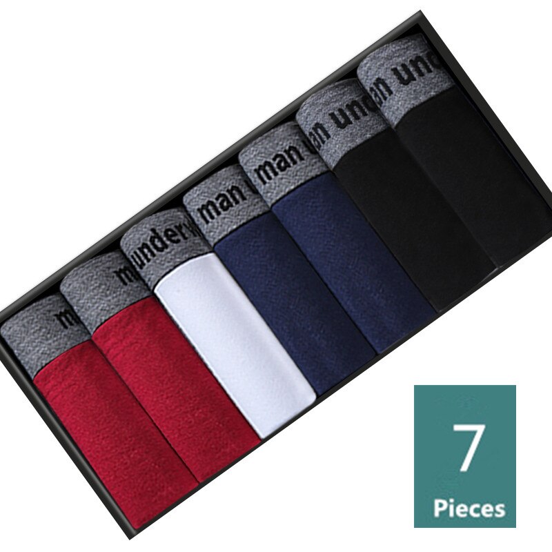 7pcs/lot Mens Boxers Underwear Cotton Boxer Underpants Homme Boxershorts Calzoncillos Hombre Jockstrap Panties for Man U Convex: 604C / Europe M Asia XXL