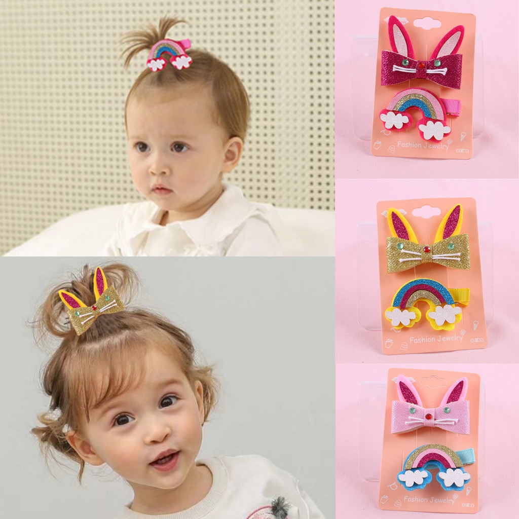 Crianças infantil bebê meninas dos desenhos animados arco-íris hairclip hairpin barrettes headwear conjunto infantil bebê meninas hairclip acessórios do bebê