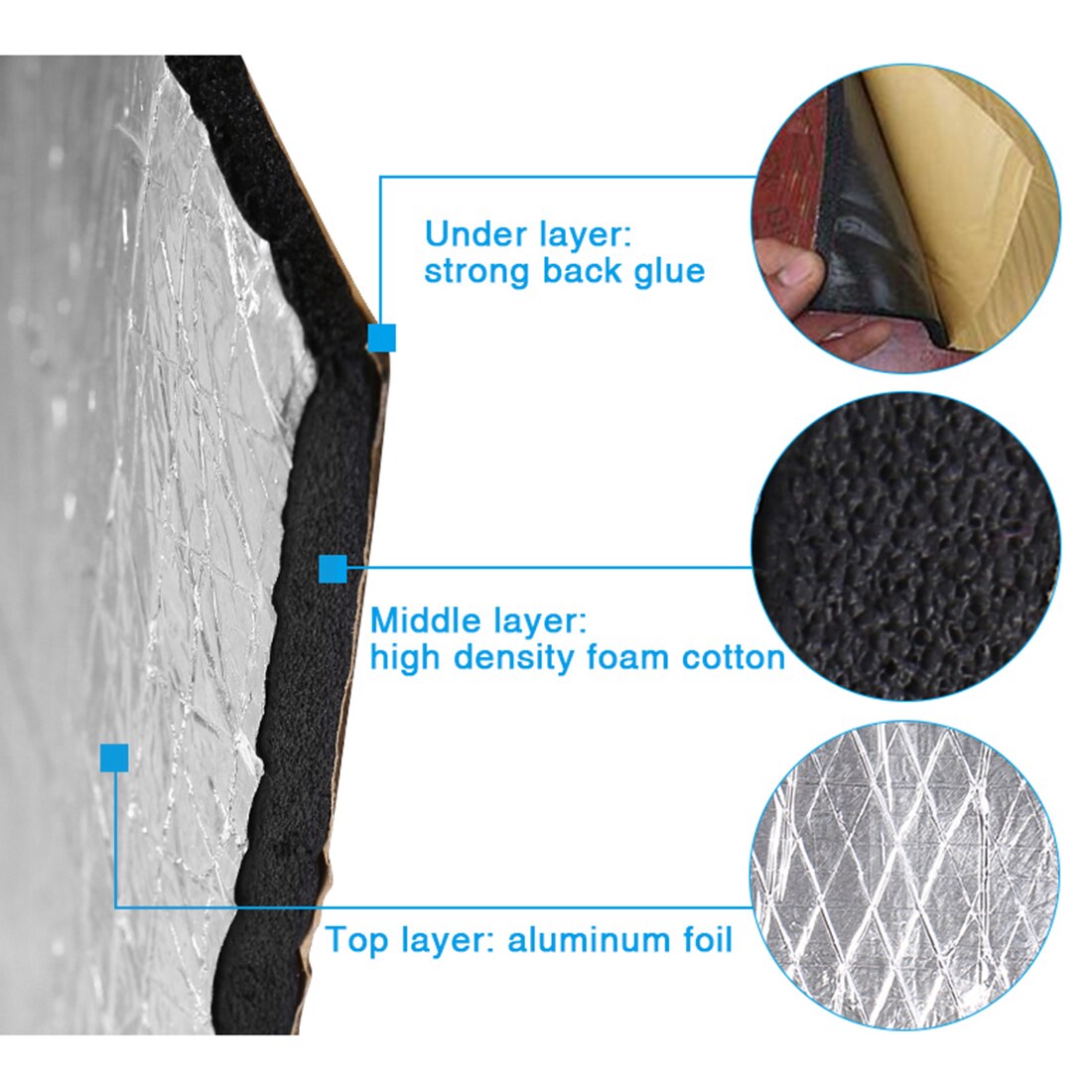 9 stuks /12 stuks 50cm*30cm geluidsdemper warmte-isolatiemat auto bus geluidsisolatie dempende isolatie motorkap isolatie