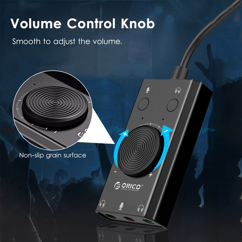 USB Sound Card Plug and Play External Stereo Sound Adapter Splitter Converter with Volume Control Supports TRS/TRRS