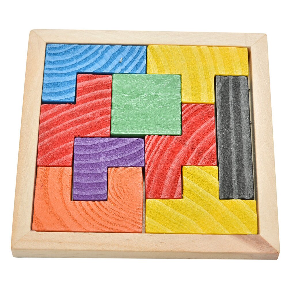 1 Pcs Grappige Houten Tangram Brain Teaser Puzzel Tetris Game Educatief Baby Kind Kid Speelgoed Voor Kinderen