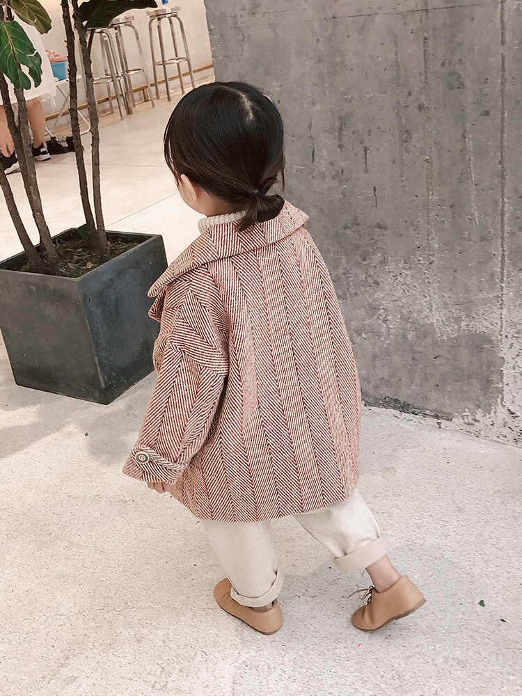 New Girls Fashion giacca di lana doppiopetto autunno inverno coreano bambini capispalla sciolto cappotto cappotto ispessito per bambini B114