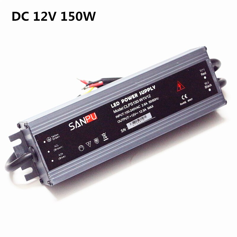 Led strip strømforsyning 110v 220v to 12v led driver  ip67 vandtæt ultra tynd led lys transformer 60w 100w 120w 150w 200w