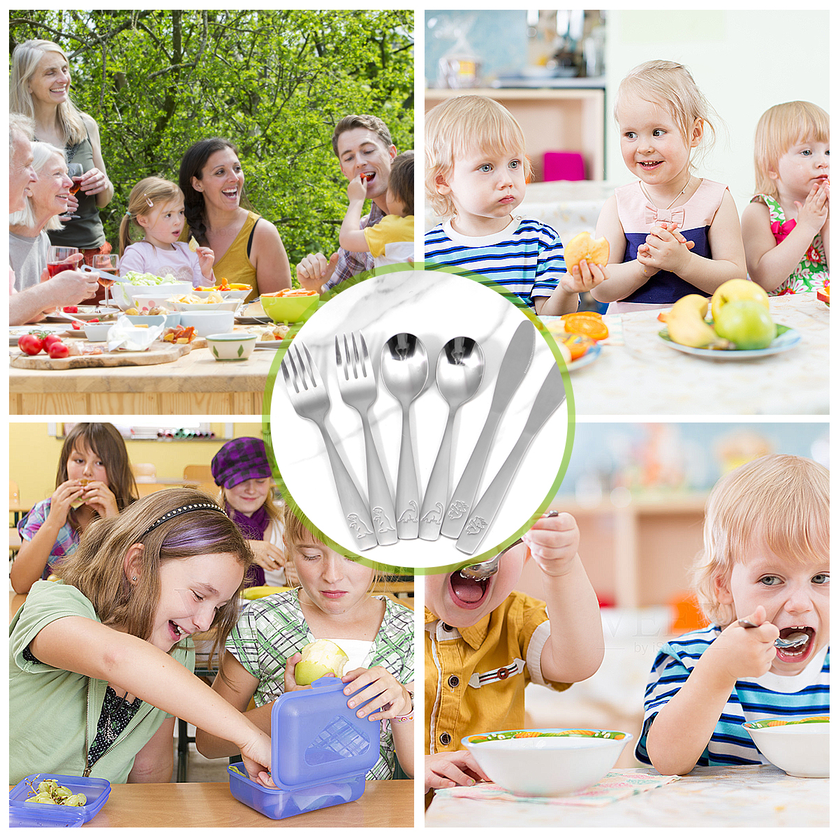 9/15Pcs Kids Silverware Set 410 Stainless Steel Kids Fork Spoon and Cutter Set Funny Dinosaur Flatware Set for Children Toddler
