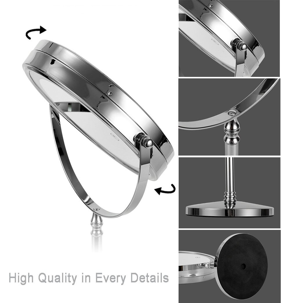 Big Size 8Inch Dubbelzijdig Vanity Make Geleid Spiegel 3X Vergroting, 3 Kleuren Touch Control, tafelblad Cosmetische Spiegel