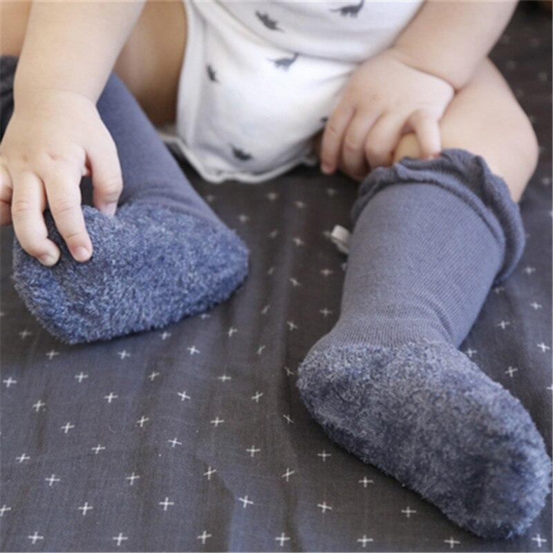 Newborn Baby Girls Thicken Socks Autumn Winter Velvet Warm Socks Kids Bow Long Tube Sock Princess Infant Baby Socks