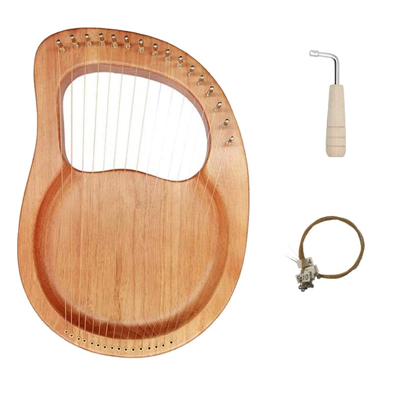 Lyreharpe , 16- strengs trekropp trefiner topp strenginstrument kroppsinstrument med stemmenøkkel og bæreveske: misligholde tittel