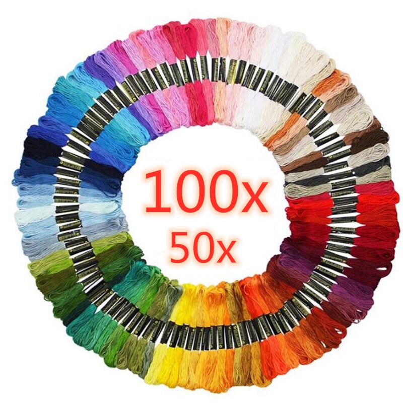 50/100Pcs Embroidery Floss Cross Stitch Thread Mix Colors Cotton Sewing Skeins Floss Kit DIY Craft Sewing Tools Needlework