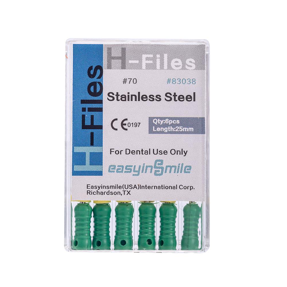 10Packs Dental Endo Stainless Steel Root Canal Endodontic H-Files Reamers Hand Use 25mm EASYINSMILE 6Files Per Pack: Size70