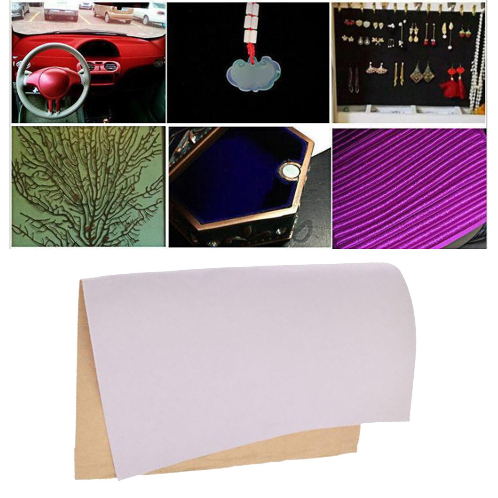Self Adhesive Velvet Fabric DIY Liner Paper Bows Jewelry Drawer Liners Art Craft: White
