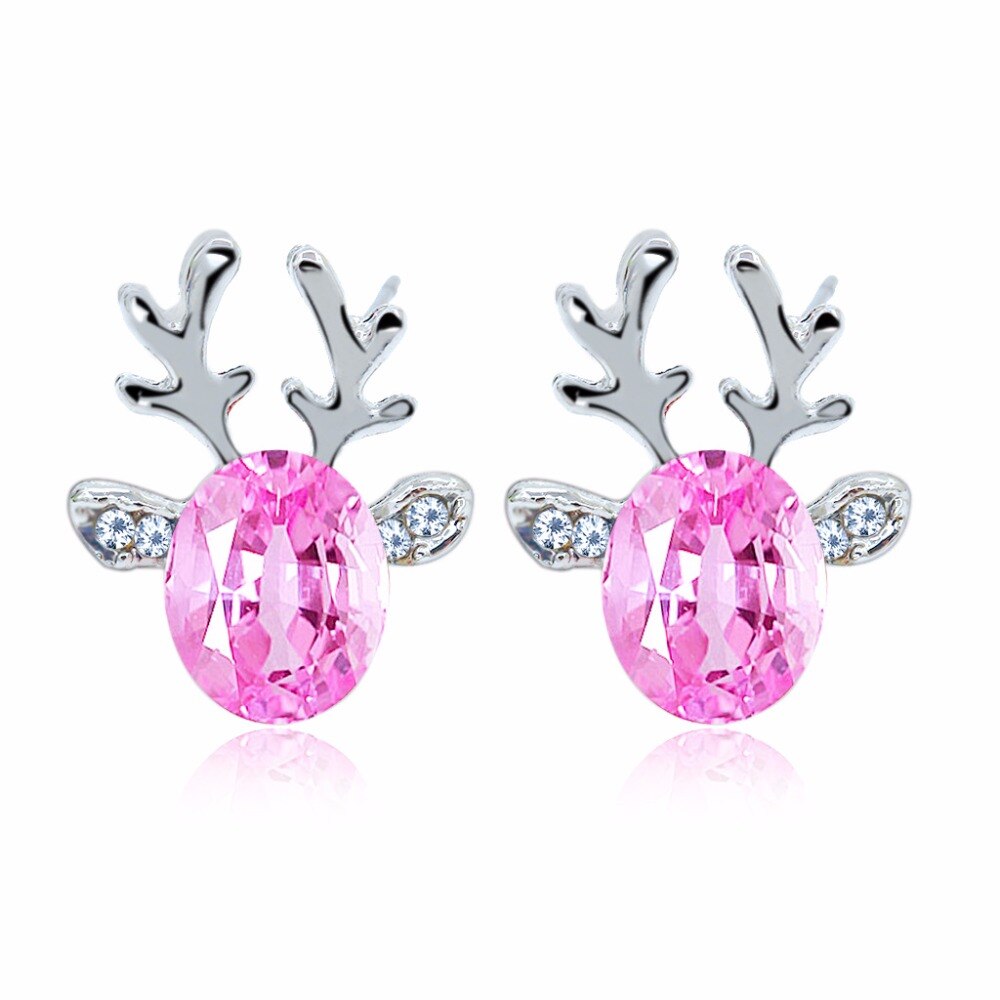 Octbyna-pendientes de venado de cristal con diamantes de imitación, joyería ,