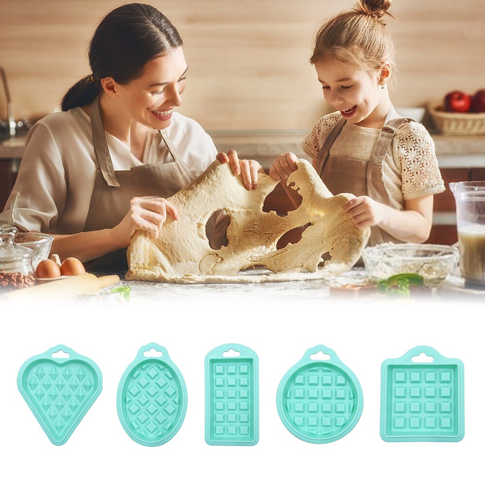5 Stks/set Diy Wafel Mold Non-stick Cakevorm Makers Keuken Wafel Bakvormen Wafelijzer Patisserie Bakken Tool