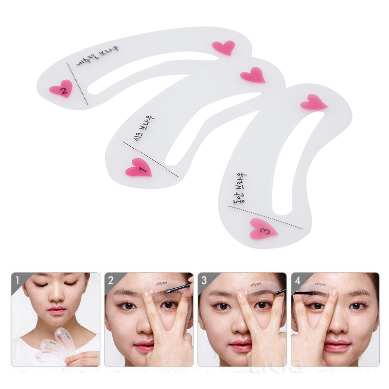 3 Stile Augenbrauen Schablonen Zeichnung Gguide Karte Professionelle Augenbraue Vorlage DIY machen-hoch Augenbraue Schönheit-Werkzeug für Frauen Augenbraue