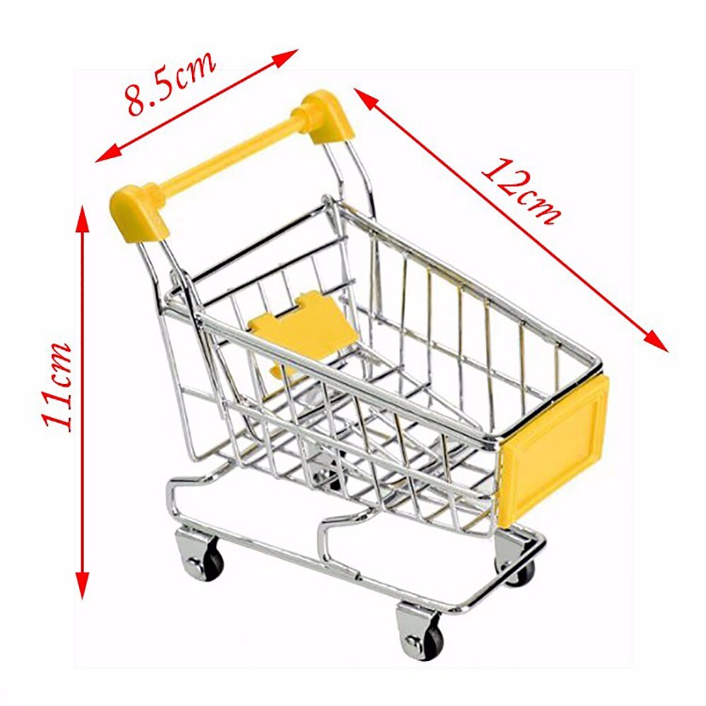 Mini Children Handcart Simulation Small Supermarket Shopping Cart Utility Cart Pretend Play Toys Strollers Kids: Yellow