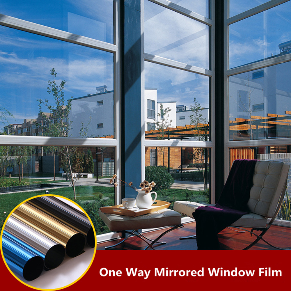 Sølv selvklæbende envejsspejl vindue glasfilm hjem kommerciel bygning privatliv vinduesfarvning skygge vinylfolier 0.5 x 15m