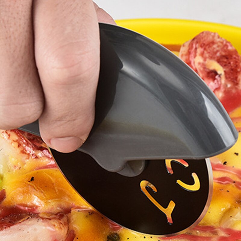 Rueda redonda de acero inoxidable para cortar Pizza con tapa, rodillo de ruleta, cortador de masa y Pizza, herramienta para cortar pan y hornear