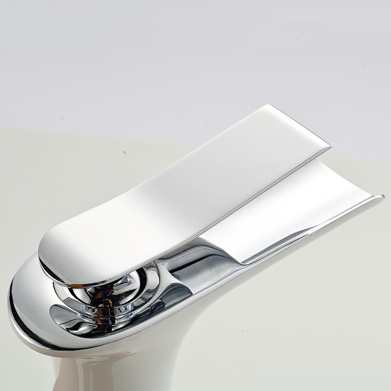 Wastafelkranen Moderne Witte Badkamer Kraan Watervalkranen Enkel Gat Koud en Warmwaterkraan Wastafel Kraan Mengkranen 6008