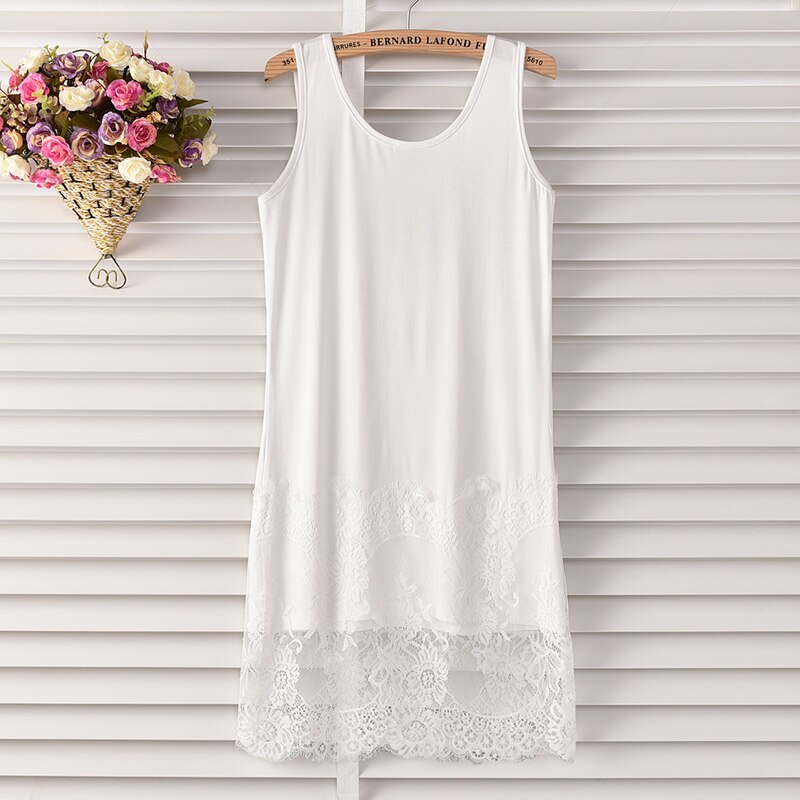 Neue Sommer Ärmellose frauen Grundlegende Rutscht Schwarz und Weiß Farbe Tank Allgleiches Rutscht Unterkleid Modal Full Slips Spitze Unten