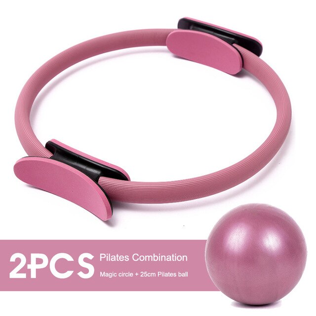 5Pcs Yoga Bal Magische Ring Pilates Circle Oefening Apparatuur Afslanken Workout Fitness Training Professionele Vrouwen Fitness: 2PCS-Pink