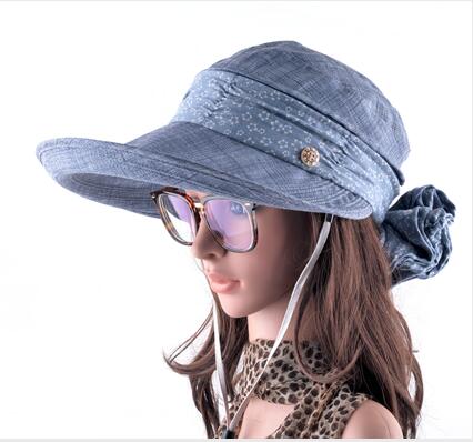 Panie dyskietki kapelusze przeciwsłoneczne dla kobiet lato anty-uv czapka dziewczyna szerokie rondo wiadro kapelusz kobiety składane daszki ochronne chapeu feminino: Niebieski
