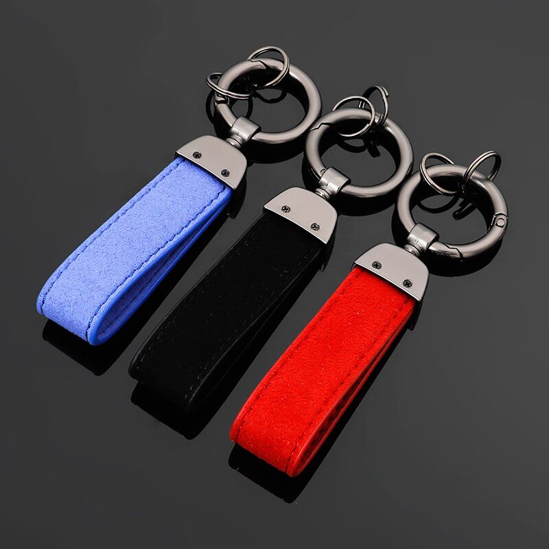 LLavero de cuero de ante para Mercedes Benz, llaveros de lujo con hebilla circular de cuero, rojo, azul y negro, para el coche