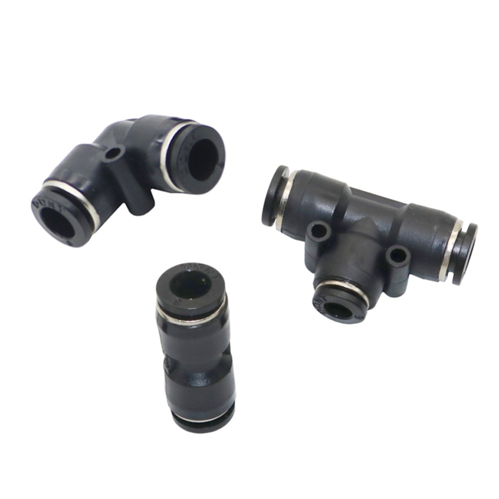 6mm Tee, Elbow, Straight Hose connector Pneumatic Pipe Slip-lock Quick connector mist cooling Pipe joint adapter 5 Pcs