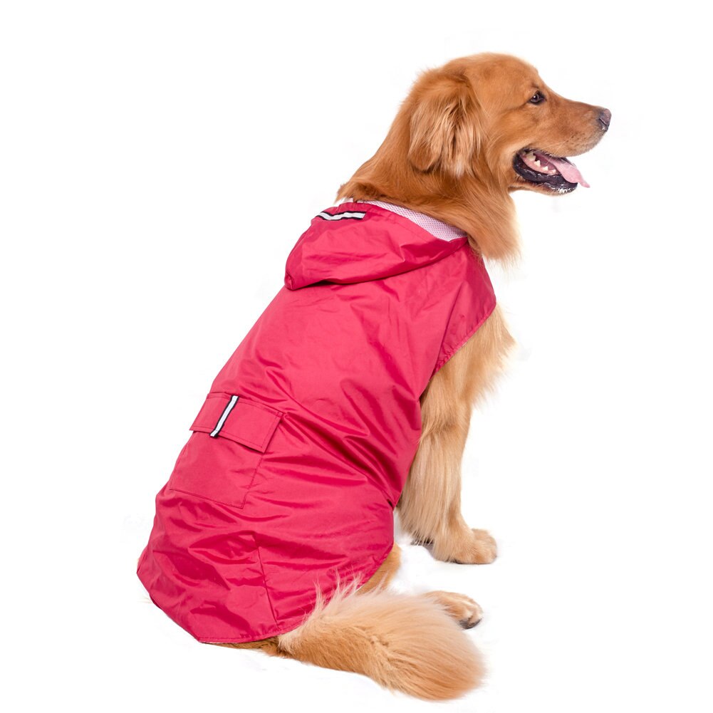 Grote Hond Regenjas Waterdichte Jas Voor Honden Waterdichte Hooded Regen Jassen Reflecterende Huisdier Kleding: Rood / 6XL