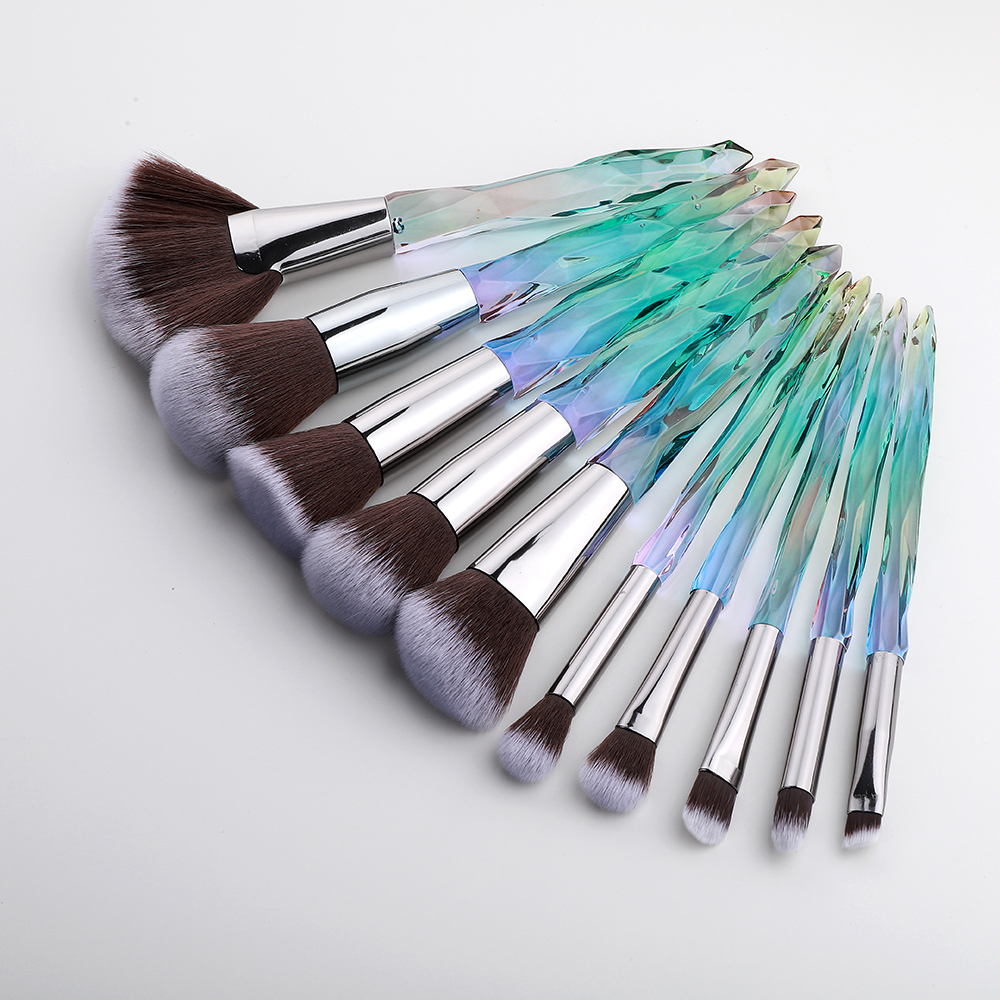 Brochas de Maquillaje transparentes, 10 piezas, base en polvo, sombra de ojos, cejas, cosméticos para abanico facial, juego de Brochas de Maquillaje: 5Face 5Eye  Brown