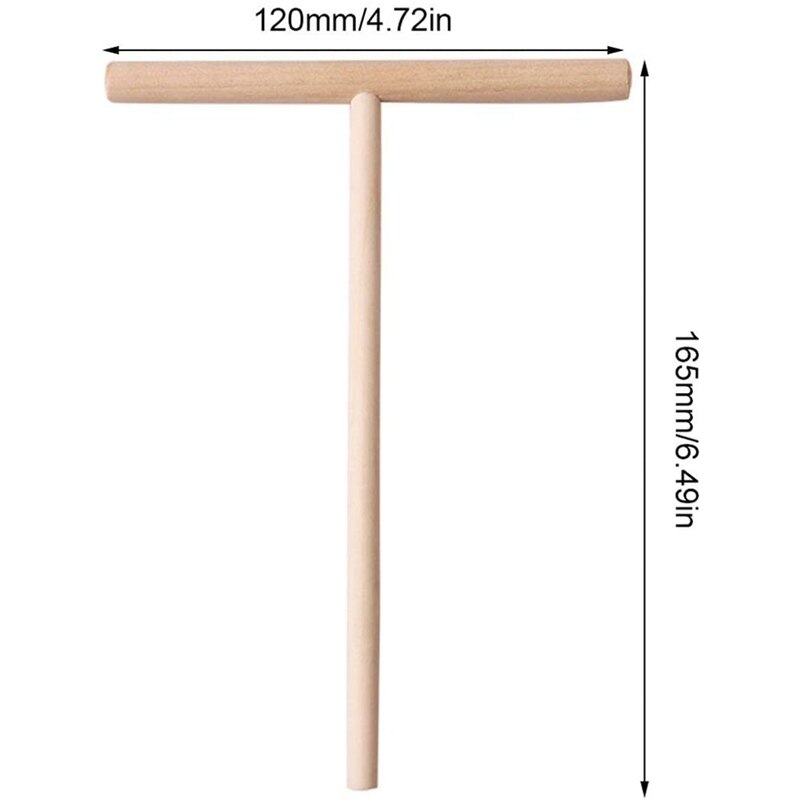 Crepé en forma de T para hacer tortitas, distribuidor de madera, Palo, herramientas de crepé de madera, esparcidores de crepé para hacer Crepes, 4 Uds.