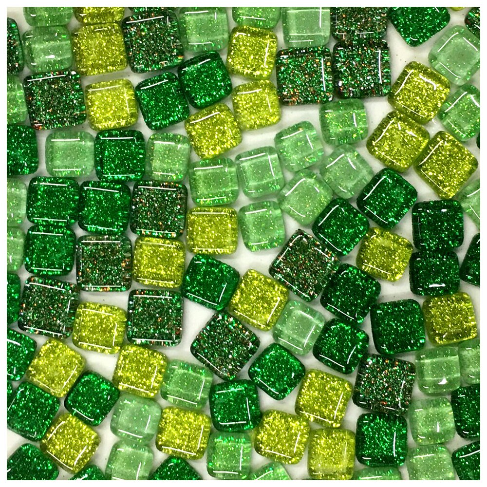 120g 70Pcs Glitter Shiny Crystal Mosaic Tiles 1-2cm Square Triangle Shape DIY Mosaic Stone Multi-Color Optional Craft Materials