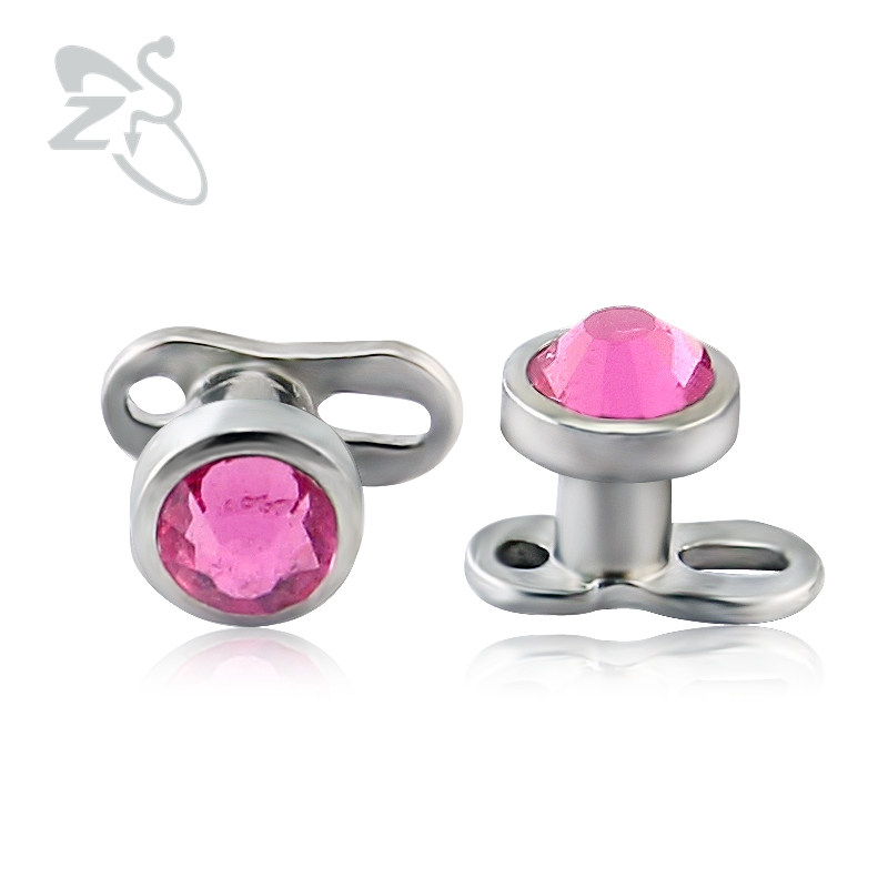 ZS micro dérmica Piercing Acero inoxidable Zirconia colorida con anclaje dérmico Piercings Top con anclaje dérmico piel Piercing de la superficie del buzo: C