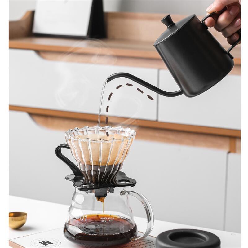Pour Over Coffee Maker Set Coffee Carafe Pour Over Coffee Tea Kettle Stainless Steel Cof Coffee Dripper and Glass Coffee Server