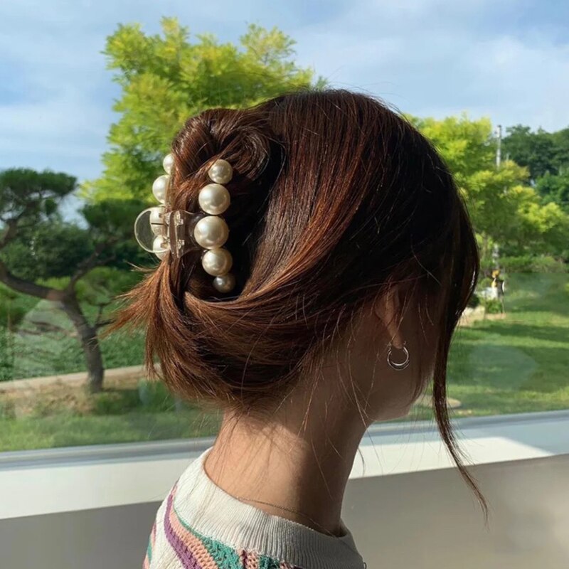 Grote Parel Haar Clips Witte Haarspeld Pinnen En Clips Parel Acryl Grijpen Haar Clips Voor Vrouwen Haarspeld Hoofdtooi Haaraccessoires