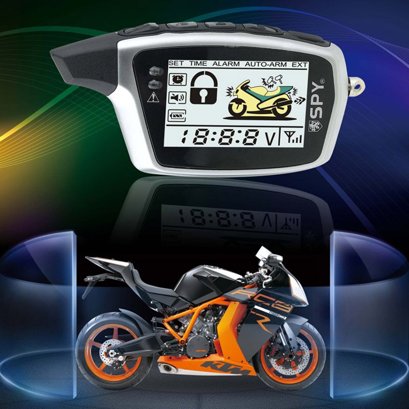 SPY anti-hijacking LCD two way motorcycle alarm system with microwave sensor for DC motorcycle