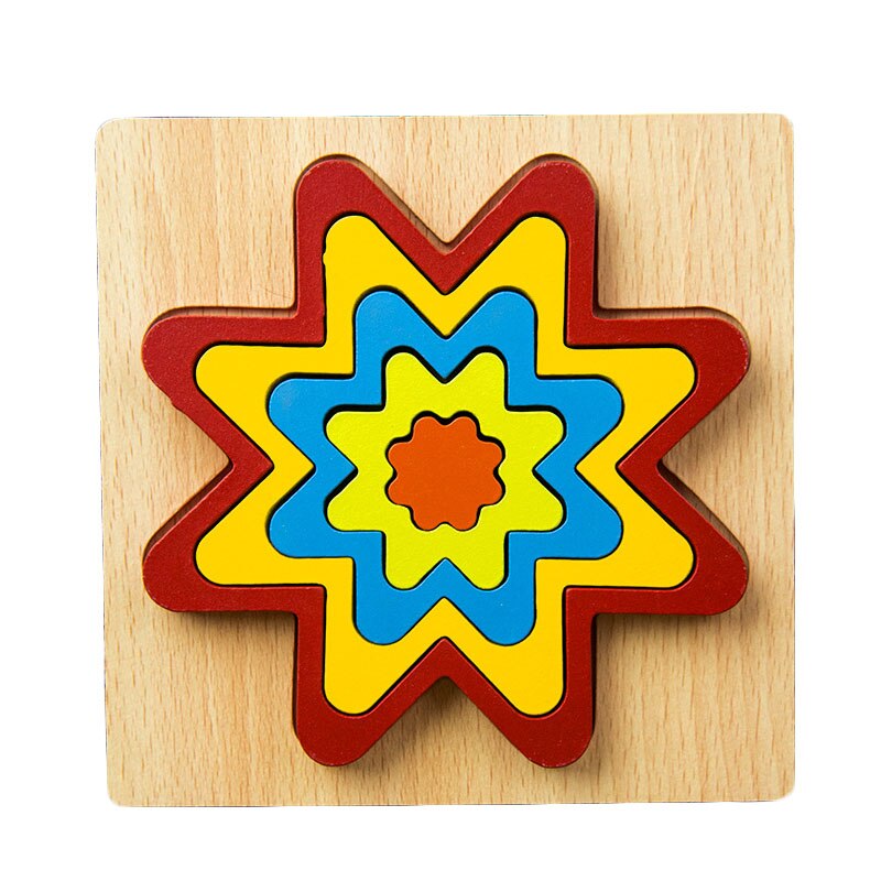 DIY 3D Wooden Puzzle Geometric Shape Jigsaw Intelligence Develop Montessori Educational Toys For Children Kids Baby: F