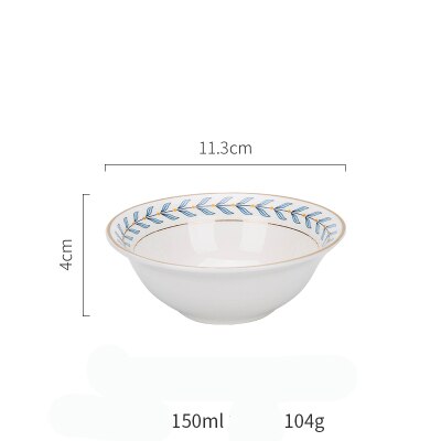 KINGLANG nowy liść obręczy złota ceramika płytki talerz hurtownia porcelany ryż salaterka deser ciasto danie: niebieski mały Bowl