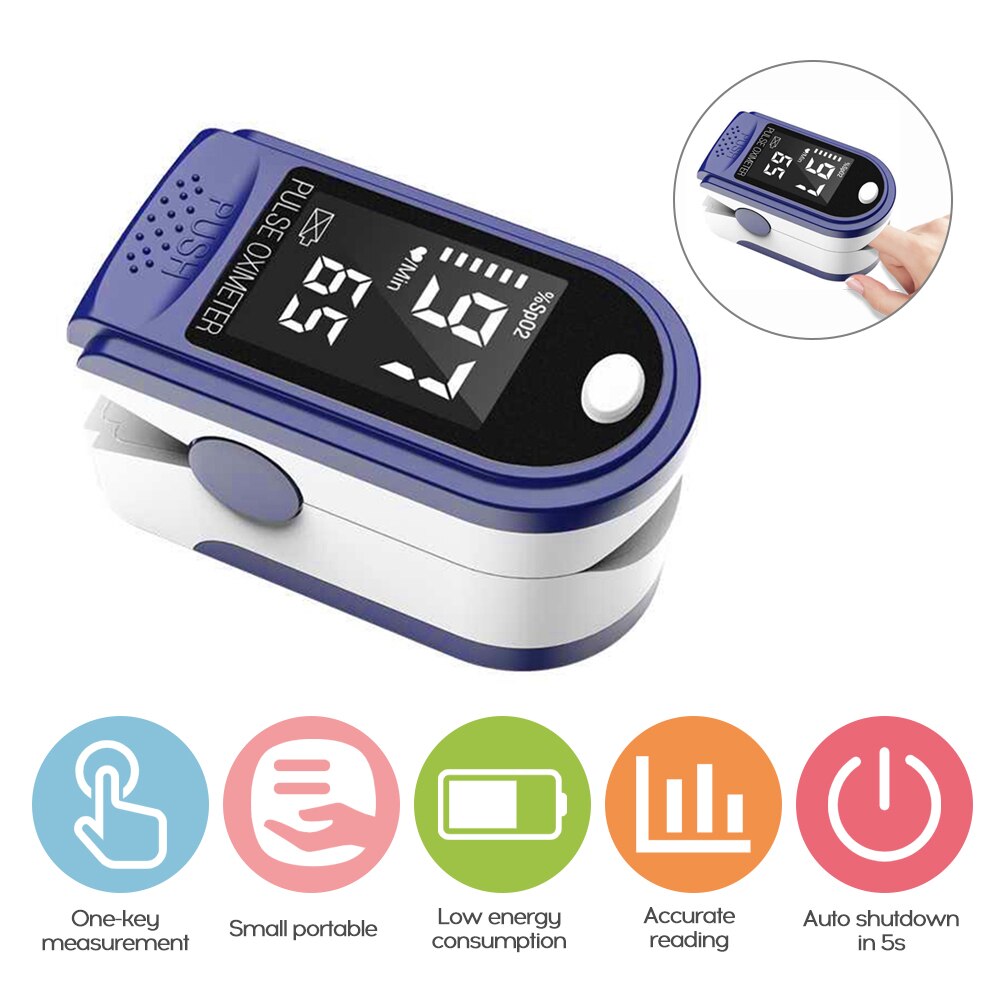 Digital Fingertip Pulse Oximeter Finger OLED Display Blood Oxygen Sensor Saturation SpO2 Heart Rate Monitor Meter Random color: MD1727BL