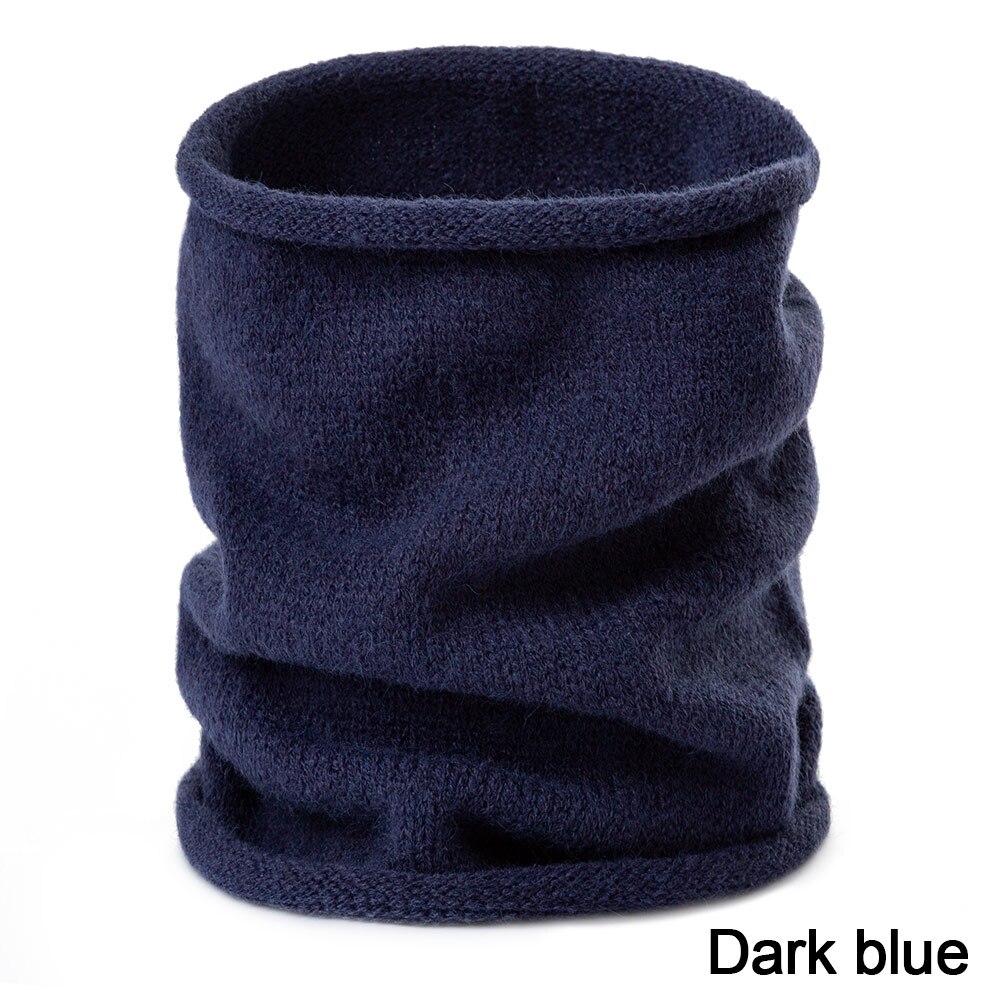 REAKIDS Inverno Sciarpa Del Bambino Per Le Ragazze E Ragazzi Carino Addensare Caldo O Anello Delle Donne Del Collare di Colore Solido del Cotone Lavorato A Maglia Sciarpa per L'uomo: dark blue