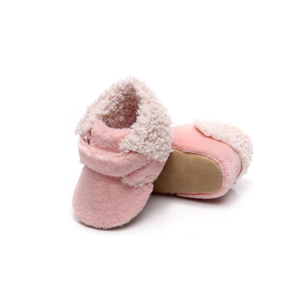 Baby kinderen winter bont wieg schoenen zachte zool pluche gevoerde pantoffels peuter eerste loopschoenen antislip bodems warme schoenen: 2 / 11