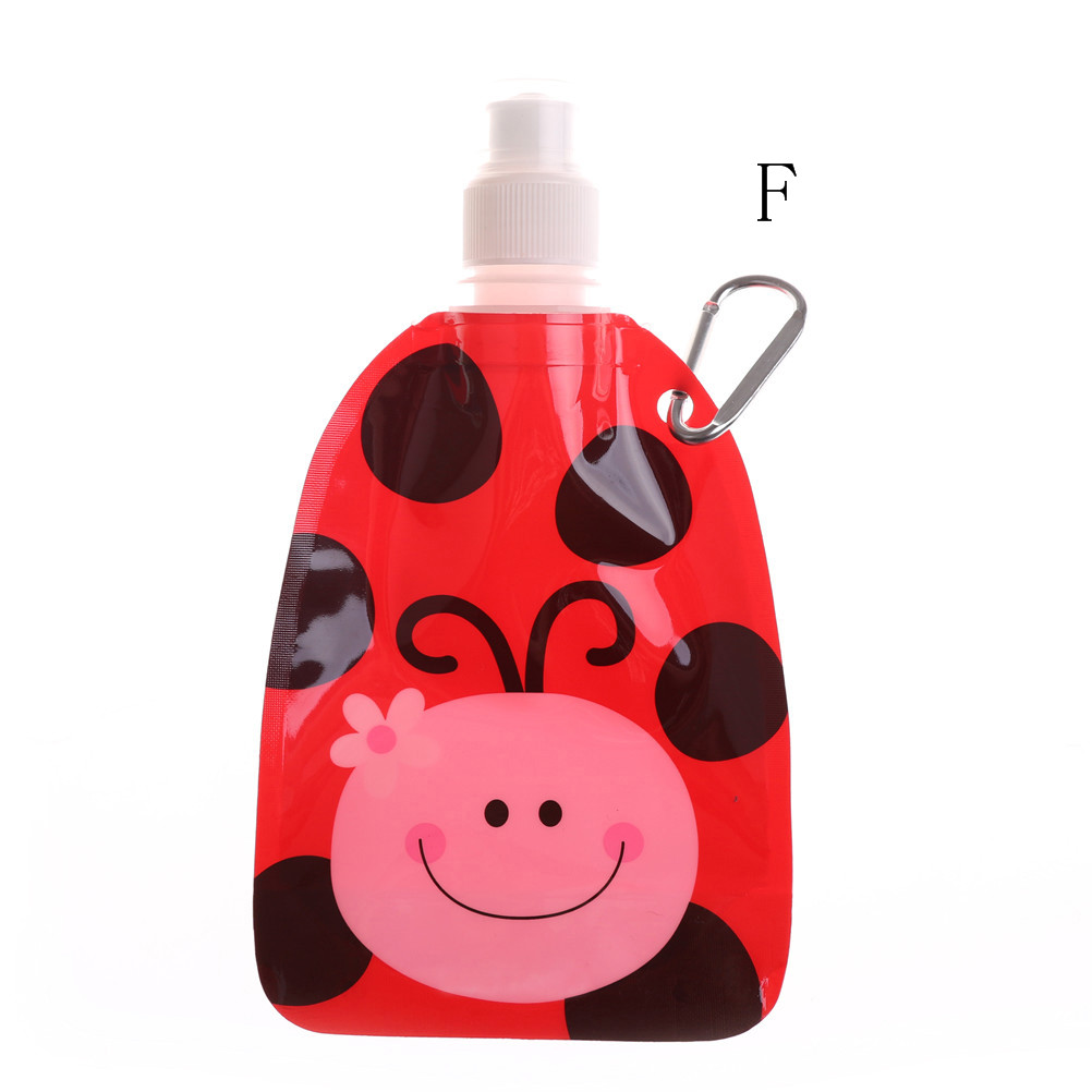 Miljøvenlig foldbar tegneserie dyr vandpose rejse drikke flaske sikker til børn børn 300-350ml: F