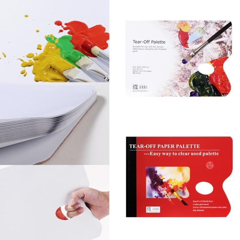 Papel pintura paleta profissional paleta da aguarela Pad óleo arte tinta Descartável Para Guache acrílico suprimentos Paleta F5D7